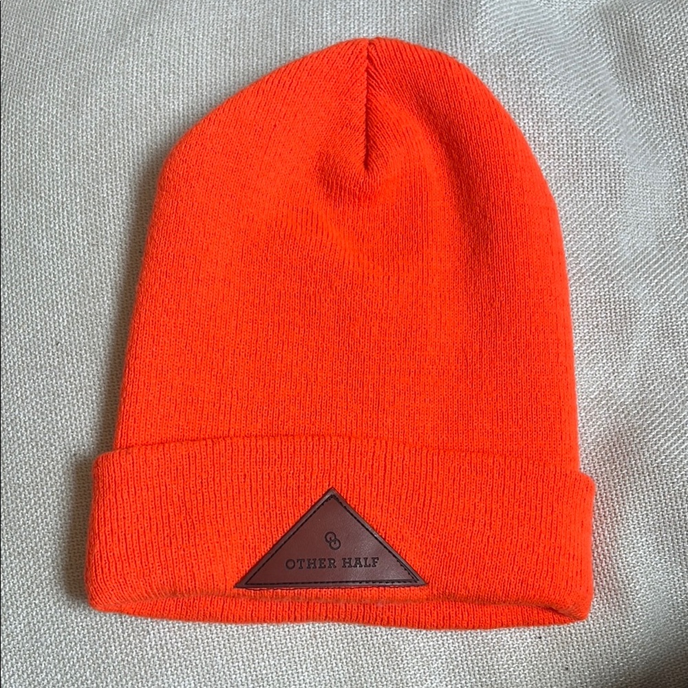 OTHER HALF Camo Orange Knit Hat with Folded‎ Cuff